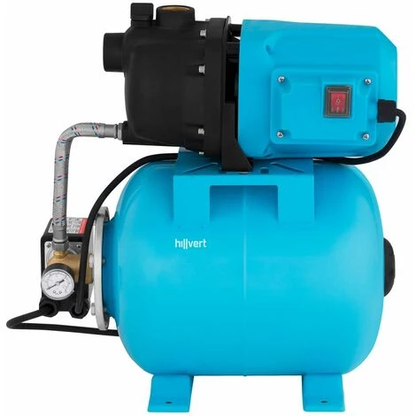 HILLVERT Pompe Groupe Surpresseur Hydrophore Domestique Avec Ballon 3500 L/h 1200 Watt - Blanc, Bleu 4 HILLVERT Pompe Groupe Surpresseur Hydrophore Domestique Avec Ballon 3500 L/h 1200 Watt - Blanc, Bleu – Image 2