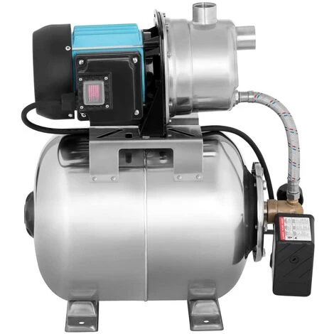 HILLVERT Pompe Groupe Surpresseur Hydrophore 3500L/H 1200 W Auto-Amorçage Préfiltre Inox - Noir, Argent 4 HILLVERT Pompe Groupe Surpresseur Hydrophore 3500L/H 1200 W Auto-Amorçage Préfiltre Inox - Noir, Argent – Image 2