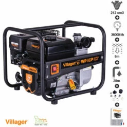 Pompe à Eau Thermique 212cm3 5,6cv Débit 36000 L/h Villager WP36P - Noir
