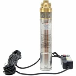 AGORADIRECT Grandmaster - Pompe Immergée Pour Puit, 1100W/1.5HP, 2.94m3/h, 1", Acier Inoxydable, Profondeur Maximale 40m, Câble Électrique 20m, 2850RPM, IP68, Pompe Électrique, 2 Roues En Laiton