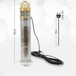 AGORADIRECT Grandmaster - Pompe Immergée Pour Puit, 1100W/1.5HP, 2.94m3/h, 1", Acier Inoxydable, Profondeur Maximale 40m, Câble Électrique 20m, 2850RPM, IP68, Pompe Électrique, 2 Roues En Laiton -Promos Pompe Boutique 18060842 4