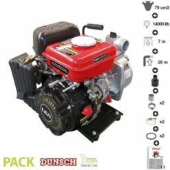 Pompe à Eau Thermique Motopompe 4 Temps 14000 L/heure LEA LE71079 79cm3 1,6cv - Rouge