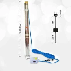 Grandmaster - Pompe Immergée, Pompe Pour Puit 1500W/2HP, 10.62m3/h, Acier Inoxydable, Profondeur Maximale 40m, Câble 22m, 2850RPM, IP68, 21 Roues En Plastique, Pompe De Forage -Promos Pompe Boutique 19855143 3