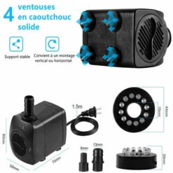 ASUPERMALL Pompe Submersible à Lumière 12 Led 800L/H Pour Aquarium étang Réservoir Piscine Fontaine D'Eau Pompe, Eu Plug -Promos Pompe Boutique 20277888 3