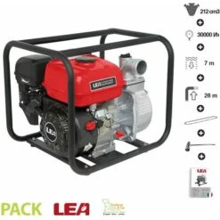Motopompe Thermique évacuation Eau Irrigation 5,6Cv 212cm3 Débit 30000 L/h LEA LE71212-50 Raccord 2 Pouces - Rouge