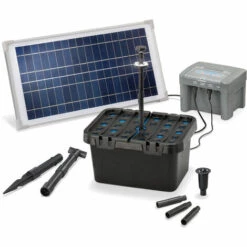 ESOTEC Kit Filtre Solaire Pour Bassin 15/500 + Batterie LED Filtre Pompe Solaire Bassin De Jardin 101058
