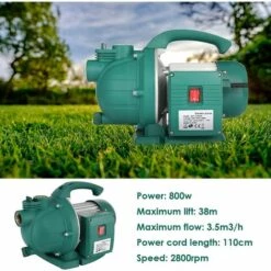 BAMNY Pompe De Jardin 800 W, 3500 L/h, Hauteur De Refoulement 38 M, Bo?tier En Acier Inoxydable, Interrupteur De Surcharge, Protection Contre La Marche à Sec -Promos Pompe Boutique 42678083 3