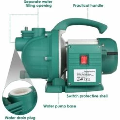 BAMNY Pompe De Jardin 800 W, 3500 L/h, Hauteur De Refoulement 38 M, Bo?tier En Acier Inoxydable, Interrupteur De Surcharge, Protection Contre La Marche à Sec -Promos Pompe Boutique 42678083 4