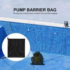 Sac Filtre De Pompe Avec Cordon De Serrage, Sac Filtrant De Pompe À Eau Sac Filtrant Pour Pompe De Bassin Accessoires De Sac En Filet Filtrant Filtration D'aquarium Et Piscine Extérieure 45x45cm Fontainebleau Noir -Promos Pompe Boutique 47421329 5