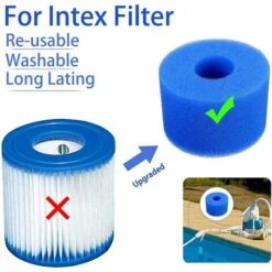 SUPERMARKET Lot De 8 éponges Filtrantes Pour Filtre Intex Type S1 - Réutilisables Et Lavables - En Mousse - Pour Filtre à Spa ，Superma -Promos Pompe Boutique 51013620 3