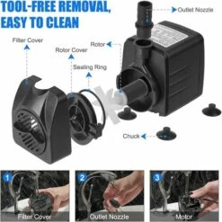 SUPERMARKET Pompe Eau Submersible, 750L/H 15W Pompe Aquarium Ajustable Ultra-Silencieux Avec 4 Pieds De Ventouses Pour Étang Poisson Fontaine Réservoir De Poissons ,2 Buses 8.5/13mm，Superma -Promos Pompe Boutique 51013753 4