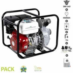 Motopompe Thermique Haute Pression 389cc 45m3 Heure Fermier GF-2049 Raccord 3 Pouces - Rouge