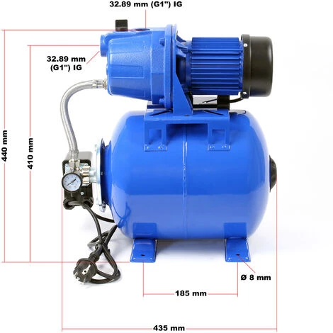 WILTEC XPOtool Station Eau Domestique Débit 3000l/h 800W Surpresseur Pressostat Manomètre Réservoir Pompe De Jardin 6 WILTEC XPOtool Station Eau Domestique Débit 3000l/h 800W Surpresseur Pressostat Manomètre Réservoir Pompe De Jardin – Image 4