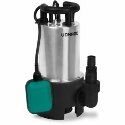 VONROC Pompe Submersible 1100W En Acier Inoxydable – 20000 L/h – Eaux Usées Et Claires- Avec Interrupteur De Flotteur