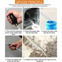 Pompe Transfert Liquide L'eau, Pompe Manuelle Siphon Transfert Carburant Voiture Portative Pour Solvant D'essence D'aqueduc Liquide Carburant Diesel D'essence De Gaz Avec Le Tuyau Total De 2M, 1 Pcs，Fontainebleau -Promos Pompe Boutique 55792231 4