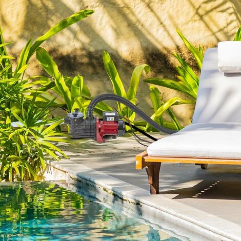 AREBOS Pompe De Filtration Pour Piscine 11.000l/h | Filtre à Sable | 600W | Fonctionnement Silencieux | Sans Entretien - Noir / Rouge 3 AREBOS Pompe De Filtration Pour Piscine 11.000l/h | Filtre à Sable | 600W | Fonctionnement Silencieux | Sans Entretien - Noir / Rouge – Image 2