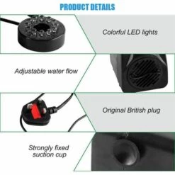 GRID COOL Pompe à Eau électrique 800L/H, Pompe à Eau Submersible Avec Lumière LED 12 Couleurs, Petite Pompe à Eau Silencieuse 16W Pour Fontaine -Promos Pompe Boutique 58347432 5