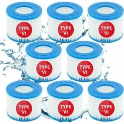 GRID COOL Cartouche Defiltre Piscine Type VI, Pour Bestway Type VI Pool Filter, Taille 6-58323 Pour Filtre Spa Pour Bestway Pour Lay-z-Spa Miami, Vegas, Monaco, Pour Nettoyage Filtre Spa, 8pcs