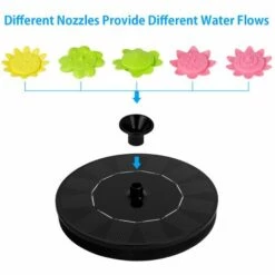 LIFCAUSAL Fontaine Solaire Pompe Flottante, Bain D'Oiseaux à énergie Solaire Fontaines Flottantes Fontaine D'extérieur Sans Brosse Pompe à Eau Pour Piscine Bassin Jardin Patio, Avec 5 Buses De Type Fleur, 6V 1W -Promos Pompe Boutique 60093518 5