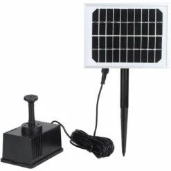 FUHUIDATRADING Pompe De Bassin Alimentée à L'énergie Solaire 10V / 2W 220L / H Hauteur De Bassin 1m Pompe à Eau Solaire Pour Fontaine, Bassin Ou Jardin Panneau Pompe à Eau