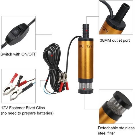MONLY DC 12V 38mm Pompe à Huile Pompe à Eau, Avec Clip Huile Diesel Huile De Chauffage Pompe Submersible Eau Transfert De Carburant Allume-cigare Avec Filtre Amovible Pour Caravane, Bateau Marin 5 MONLY DC 12V 38mm Pompe à Huile Pompe à Eau, Avec Clip Huile Diesel Huile De Chauffage Pompe Submersible Eau Transfert De Carburant Allume-cigare Avec Filtre Amovible Pour Caravane, Bateau Marin – Image 3