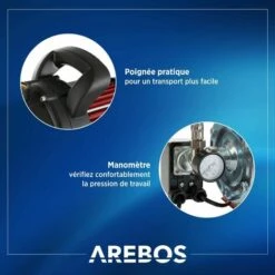 AREBOS Station Pompe Domestique | Surpresseur Avec Reservoir | 3500 L/h | 1000W | Polypropylène | 19L - Rouge 11 AREBOS Station Pompe Domestique | Surpresseur Avec Reservoir | 3500 L/h | 1000W | Polypropylène | 19L - Rouge -Promos Pompe Boutique 9577667 5